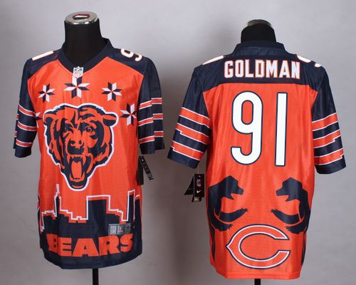 Nike Bears #91 Eddie Goldman Orange Men's Stitched NFL Elite Noble Fashion Jersey - Click Image to Close